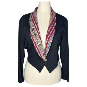 VTG Scattered Lights Women's Jacket Size S/M Black Cropped Blazer Ethnic Retro